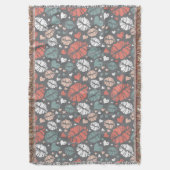 キスのプリントおよびハートパターン スローブランケット (正面縦)