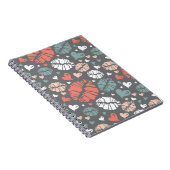 キスのプリントおよびハートパターン ノートブック (右側)