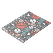 キスのプリントおよびハートパターン ノートブック (左側)