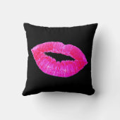 キスの唇の黒のピンクの口紅の大きい口の枕 クッション (裏面)