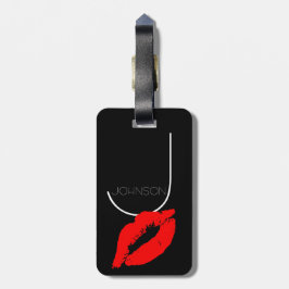 キスの唇の黒の赤い口紅のジョンソンのモノグラム ラゲッジタグ