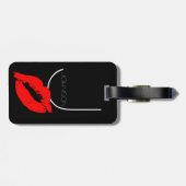 キスの唇の黒の赤い口紅のジョンソンのモノグラム ラゲッジタグ (裏面横)