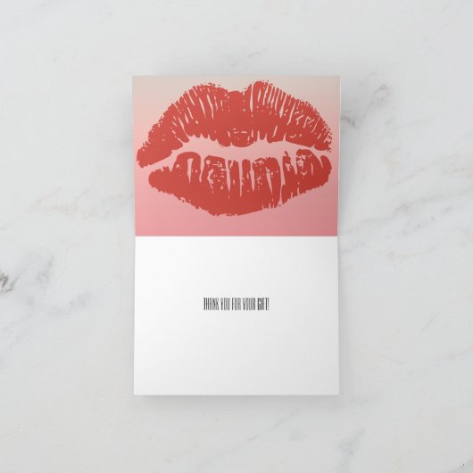 キスの唇は感謝していしています サンキューカード (内部)