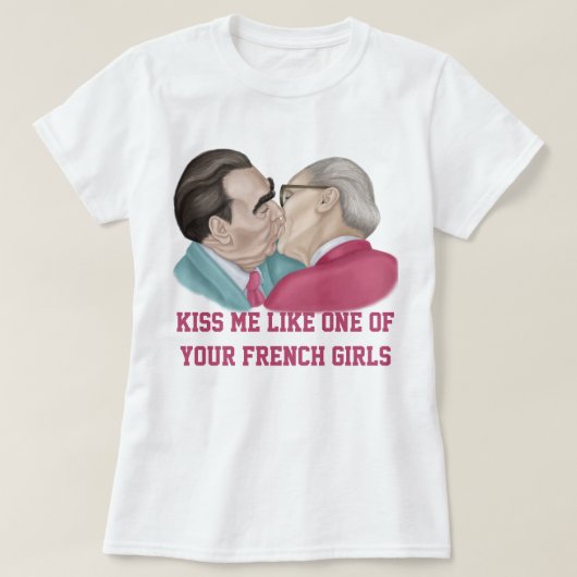 キスの女の子のTフランスのシャツみたいな Tシャツ (デザイン正面)