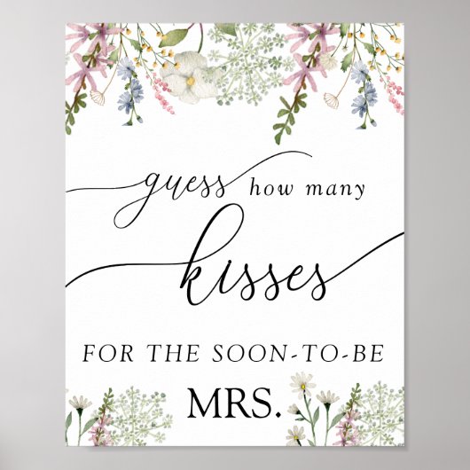 キスの数を当ててみて | おしゃれなワイルドフラワー ポスター (正面)