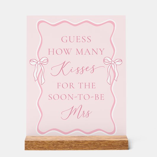 キスの数を当てて！ ブライダルシャワーデコレーション アクリルサイン