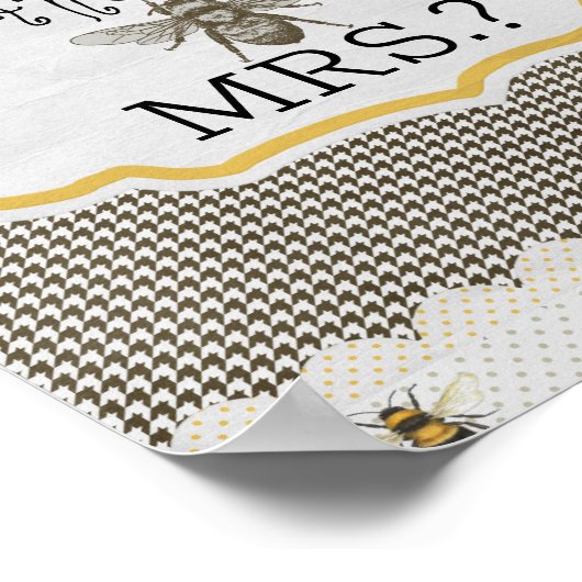 キスの数ブライダルシャワーゲーム白黒 ポスター (角)