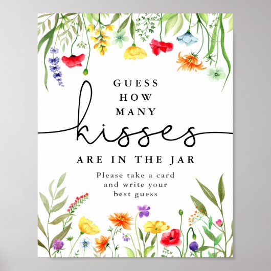 キスの数当てゲーム カラフルなワイルドフラワー ポーズ ポスター (正面)