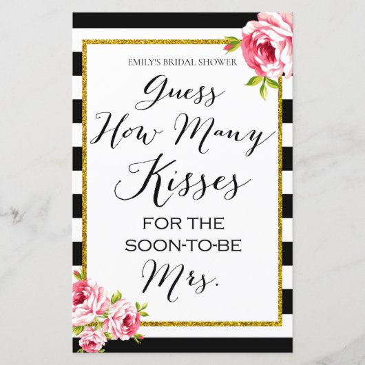 キスの数 – ブライダルシャワーゲーム (正面)