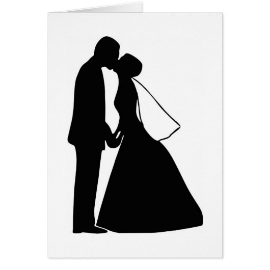 キスの新郎新婦のシルエットの結婚 (正面)