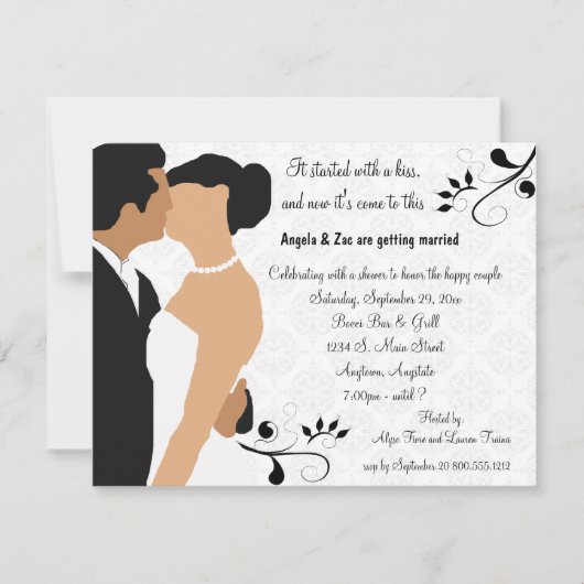 キスの民族のブライダルシャワーの招待から始められる 招待状 (正面)
