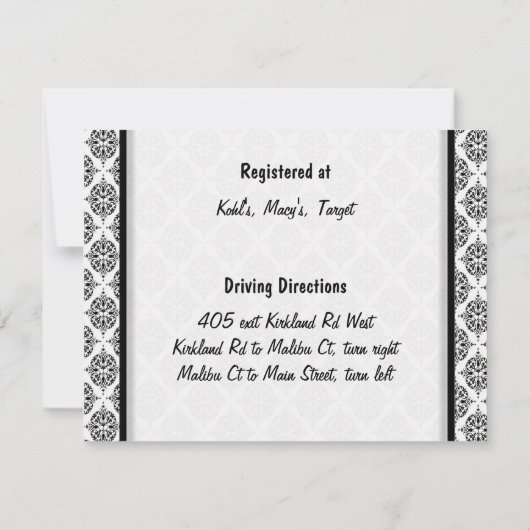 キスの民族のブライダルシャワーの招待から始められる 招待状 (裏面)