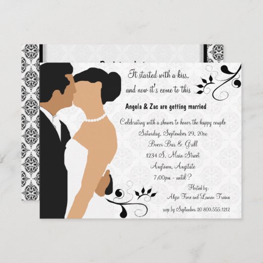 キスの民族のブライダルシャワーの招待から始められる 招待状 (正面/裏面)