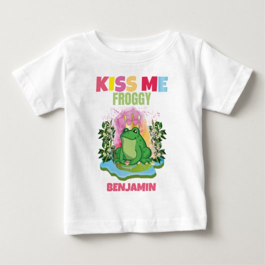 キスの私の霜のパーソナライズされたカラフルおもしろい多い子供 ベビーTシャツ (正面)