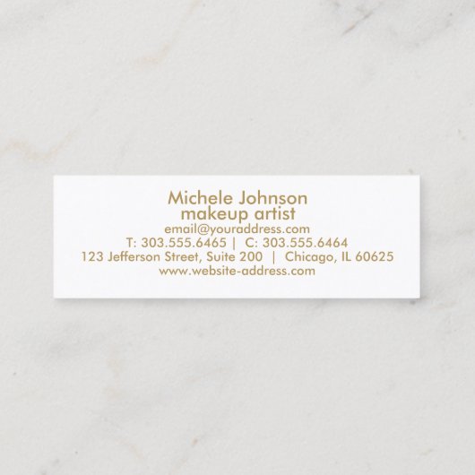 キスの証拠の唇2 -金ゴールドのグリッター スキニー名刺 (裏面)