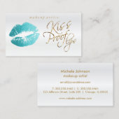 キスの証拠の唇-ティール(緑がかった色)のグリッター 名刺 (正面/裏面)