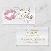キスの証拠の唇-ピンクのグリッターおよびエレガントな金ゴールド2 名刺 (正面/裏面)