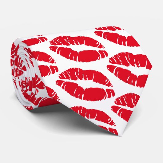 キスの赤い唇アイコン ネクタイ (ロール)