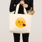 キスのemojiのステッカーを吹いて下さい ラージトートバッグ (正面(商品))