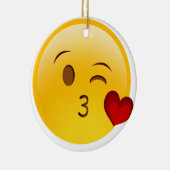 キスのemojiの両面の陶磁器のクリスマスを吹いて下さい セラミックオーナメント (右)