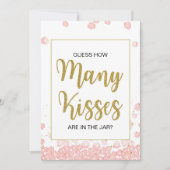 キスはいくつ？ サイン | ピンクとゴールドのブライダルシャワー 招待状 (正面)