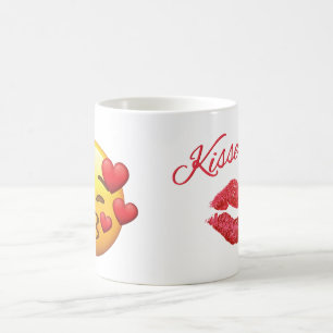 キスまたはハートのemoji コーヒーマグカップ