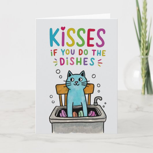 キスもしお皿かわいい猫の洗い上げ シーズンカード (正面)