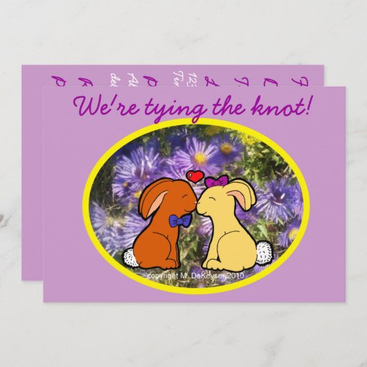 キスをするなウサギの非公式の結婚式 招待状 (正面/裏面)