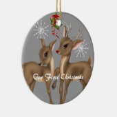 キスをするなトナカイ; 結婚した私達の初めてのクリスマス セラミックオーナメント (右)