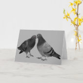 キスをするなハト挨拶状 カード (黄色い花)