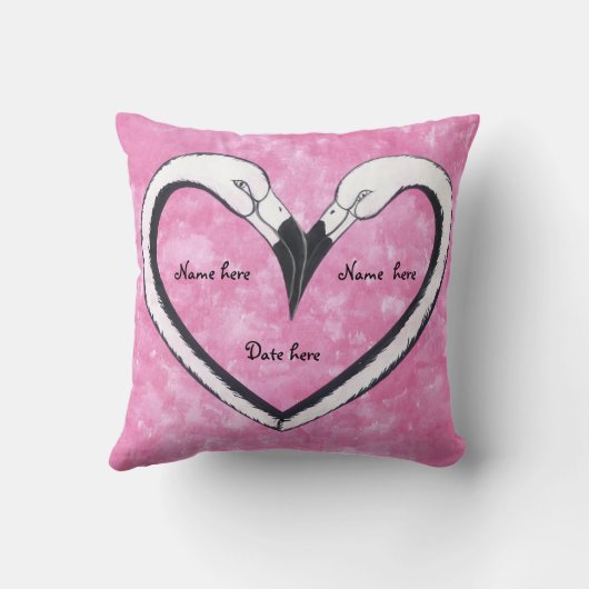 キスをするなフラミンゴのハートの枕 クッション (裏面)