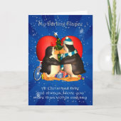 キスをするなペンギンのハートの婚約者のクリスマスカード シーズンカード (正面)