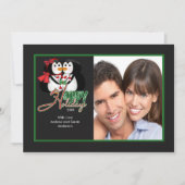 キスをするなペンギンの幸せな休日の平らな写真カード 招待状 (正面)