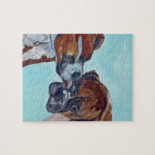 キスをするなボクサーは芸術のポートレートの後をつけます ジグソーパズル (横)