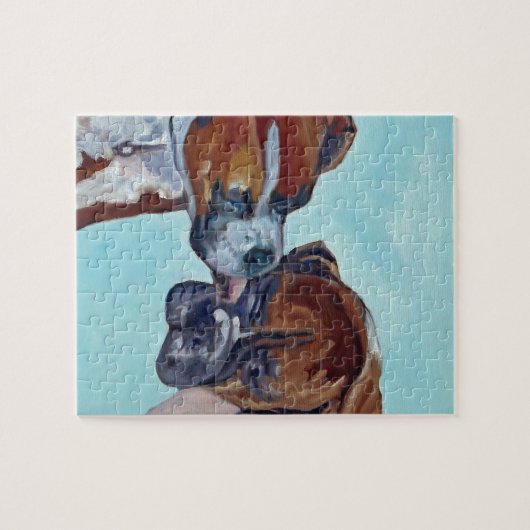 キスをするなボクサーは芸術のポートレートの後をつけます ジグソーパズル (横)