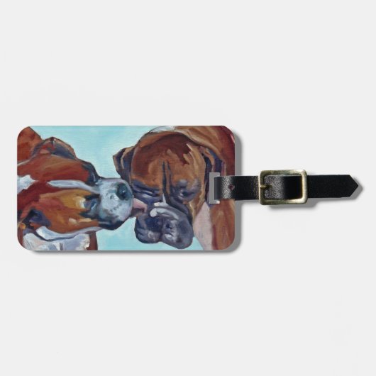 キスをするなボクサーは芸術のポートレートの後をつけます ラゲッジタグ (正面横)