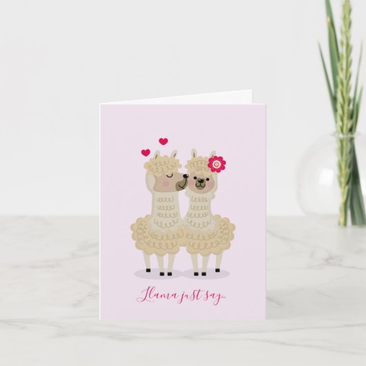 キスをするなラマのバレンタインデーカード シーズンカード (正面)
