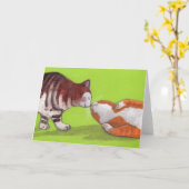 キスをするな猫の挨拶状 カード (黄色い花)
