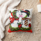 キスをするな雪だるまのカップル クッション (ブランケット)