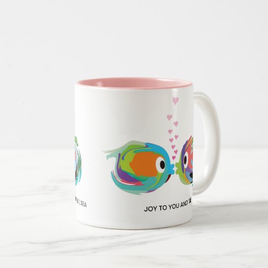 キスをするな魚11のoz。 陶磁器のマグ ツートーンマグカップ (正面右)