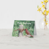 キスをするな（鳥）ショウジョウコウカンチョウの幸せな記念日 カード (黄色い花)