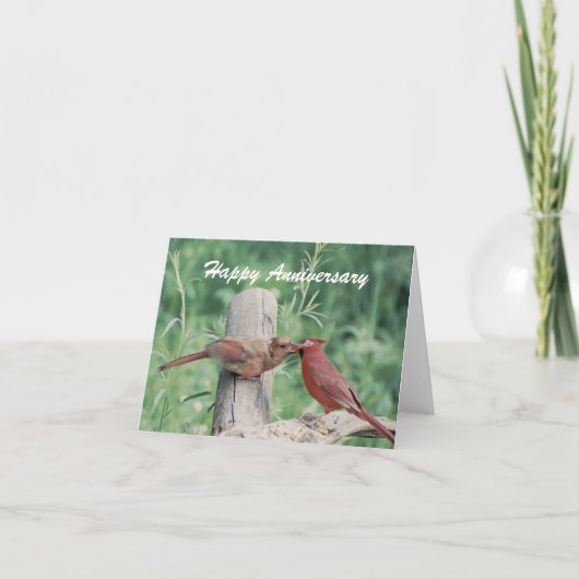 キスをするな（鳥）ショウジョウコウカンチョウの幸せな記念日 カード (正面)