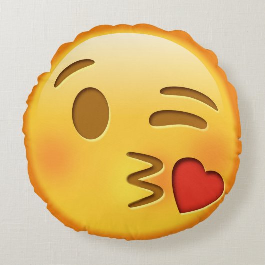 キスをするなemojiのEmojiのおもしろいな装飾用クッション ラウンドクッション (正面)