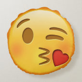 キスをするなemojiのEmojiのおもしろいな装飾用クッション ラウンドクッション (裏面)
