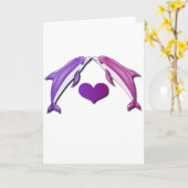 キスをするイルカのグリーティングカード カード (黄色い花)