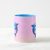 キスをするイルカの愛 マグカップ (中央)