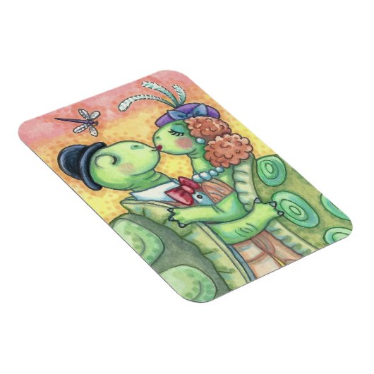 キスをするウミガメのバレンタインデーカスタマイズグ* マグネット (右側)