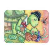 キスをするウミガメのバレンタインデーカスタマイズグ* マグネット (横)