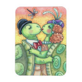 キスをするウミガメのバレンタインデーカスタマイズグ* マグネット (縦)