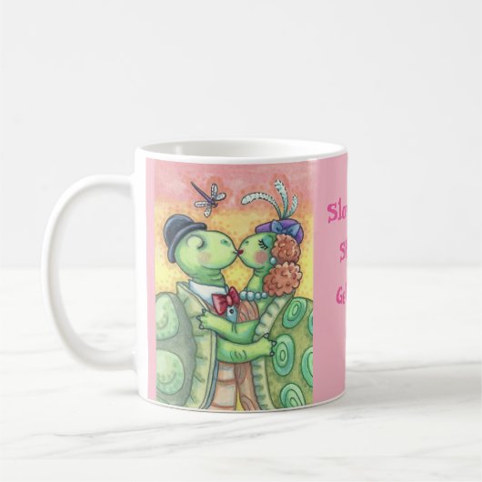 キスをするウミガメのバレンタインデーカスタマイズムグ コーヒーマグカップ (左)